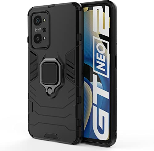 Max Power Digital Funda para móvil Realme GT Neo 2 Carcasa Magnética con Anillo Imán Antigolpes Resistente Rígida Dura [Tecnología Absorción Golpes] (Realme GT Neo 2, Negro)