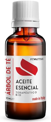 Aceite Esencial de Árbol de Té para Difusores, Aceites Esenciales 10 ml puros para Aromaterapia, Cabello, Uso Alimentario o Masaje BIO 100% Natural y Made in Italy - FITOATTIVI