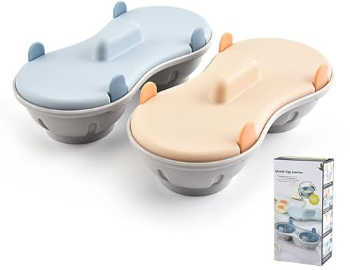 HAOSHICS Fornello per uova a doppia tazza a microonde, materiali sicuri per uso alimentare, utilizzato nei forni a microonde per rendere rapidamente uova al vapore perfette e nutrienti