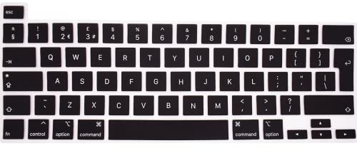 Silicone EU Layout Keyboard Cover for 2023 2022 2021 2020 M2/ M1 MacBook Pro 13 inch A2338 A2289 A2251, MacBook Pro 16 inch 2020 2019 A2141, with Touch Bar & Touch ID, Protective Silicone Skin