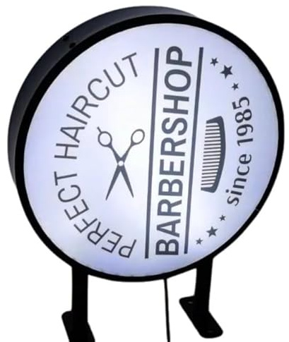 Custom Aluminum Double Side Sign, Double Sided Custom Round Exterior Circle Sign Illuminated or Non-illuminated Round Light Box Blade Signage Embossing Logo Bussines Cafe Logo Sign (Non-illuminated)