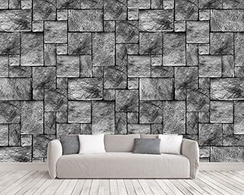 Fototapete 3D Effekt Schwarzer Und Weißer Stein Tapeten 3D Effekt Vliestapete Wohnzimmer Schlafzimmer Wandbilder Wanddeko