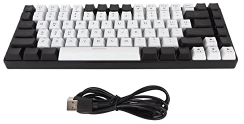 80% Clavier Mécanique Filaire Typc C à 84 Touches, Clavier de Jeu Filaire avec Rétroéclairage RVB, Clavier Compact Mécanique pour Wins 98 NT 2000 XP 7 8 10 (Blanc)