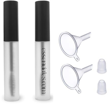 ESSENCIALES - Leere Mascaraflasche und 2 Wimpernbürsten, nachfüllbare Flasche für Rizinusöl