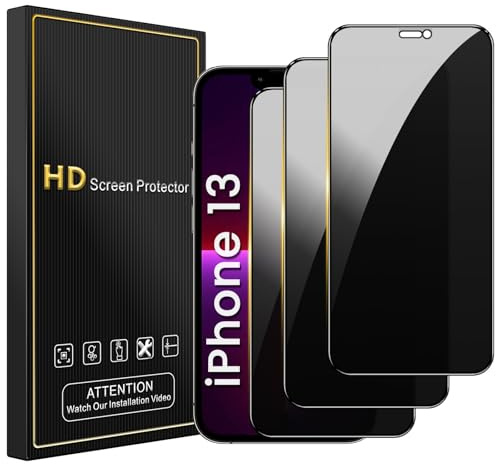 Romkasi Blickschutz Panzerglas für iPhone 14/13/13 Pro Schutzfolie,6,1 Zoll,9H Härte Blasenfrei Screen Protector,Vollbildabdeckung Displayschutz,3 Stück