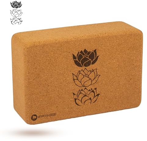 SPORTS-HERO® - Yoga Block Kork - Yogablock aus Naturkork für Yoga und Pilates (23x15x7.5cm) | rutschfest & optimaler Grip durch Premium Naturkork