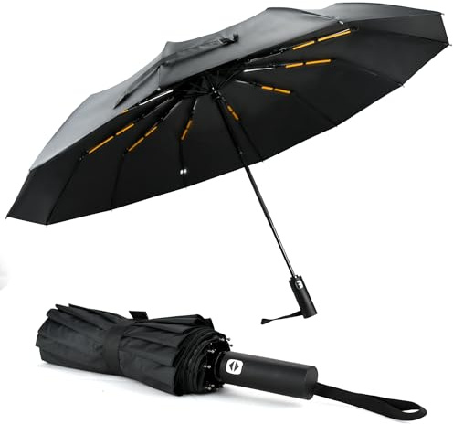 MSIHEY Regenschirm Sturmfest mit 12 Rippen,Starker Kompakter Automatik-Reiseschirm,Faltbarer Leichter Regenschirm für Herren und Damen