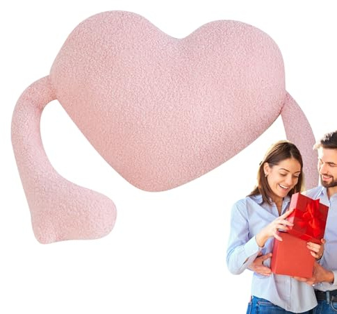 Cojín de corazón, cojín de felpa con brazos, algodón PP, corazón de amor, cojín relleno, cojín romántico para decoración de habitación, cojín de abrazo, para coche, salón, dormitorio, sofá, sofá