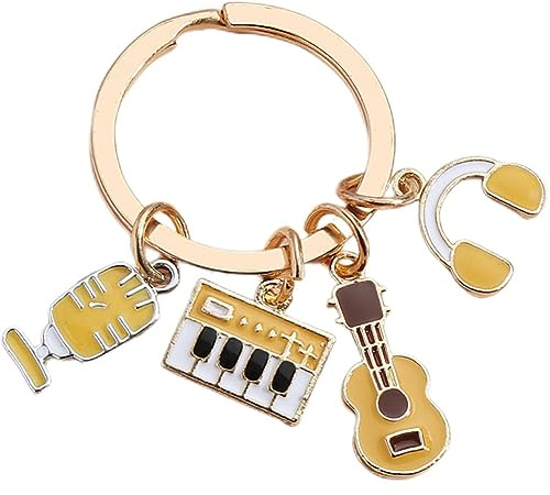 NISCAYA Portachiavi musicale carino strumenti musicali portachiavi nota tastiera chitarra portachiavi bella portachiavi portachiavi musica regalo per bambini e adulti, Giallo, Taglia unica