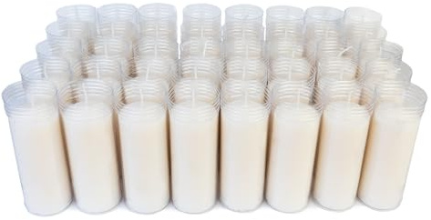 Caja 40 Velones Liturgicos Blancos Grandes 16x6cm Cera de Parafina Duración 4 Dias (40BLANCO)