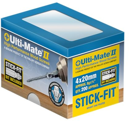 Ulti-Mate Woodcrews - Bright Zinc Plated - 4.0 x 20mm - Box of 200