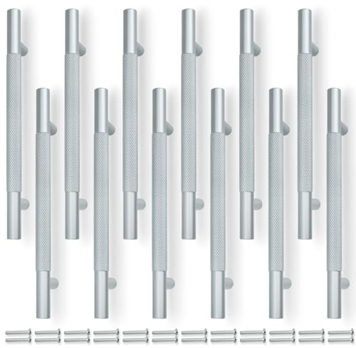 Bwintech 12-Pack Grau 181MM geknöchelte Schrankgriffe, 128MM Loch Center Möbel Schublade zieht Schrankknöpfe Schrank Griffe