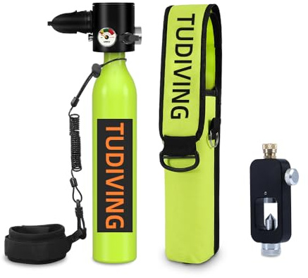 TUDIVING Réservoir de plongée sous-Marine 0.5L, Mini réservoir d'oxygène Portable réutilisable, équipement de plongée prenant en Charge 5 à 10 Minutes de Respiration sous-Marine