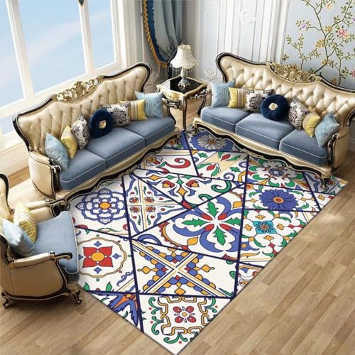 Kunsen 80X160CM Teppich Für Wohnzimmer Rutschfester Kurzflor, modisches Wohnzimmer, wunderschön, aristokratisch Badezimmer Mehrfarbig Haus Dekoration Bettumrandung