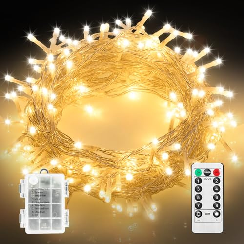 MAGGIFT Lichterkette Außen Batterie, 20M 200 LED Tannenbaum Lichterkette Innen mit Timer/Fernbedienung/8 Modi, IP44 Wasserdicht Lichterketten für Weihnachtsbeleuchtung Weihnachtsbaum Deko