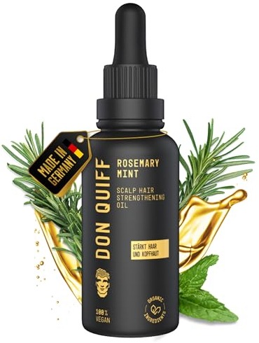 Don Quiff® Rosmarin+ Haaröl |HOCHDOSIERT| AntiSpliss, gegen Haarausfall, |MADE IN GERMANY| BIO Qualität, Vegan, Kopfhautpflege, RepairOil, Jojobaöl, Arganöl