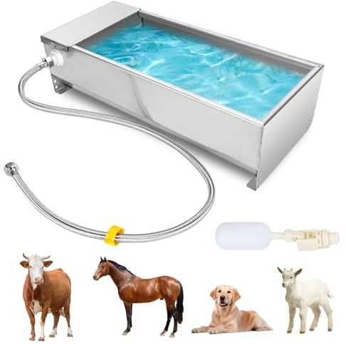 Abbeveratoio Galleggiante, Abbeveratoio per Bovini, Distributore Automatico D'Acqua di Grande Capacità, 7,5 L, Acciaio Inossidabile 304, Autoriempitivo, per Cani, Cavalli,