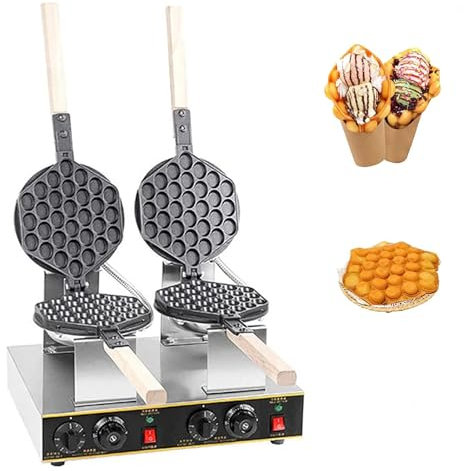 FfiMe Double Bubble Waffle Maker, 1400W Commercial Egg Waffle Maker, Adjustable Temperature 50-250℃, 5-Minute Timer, Aluminum Non-stick Coating, Used In Restaurants, Dessert Shops, Cafes, Homes