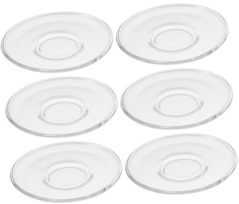 Ciieeo 6pièces Lot De Soucoupes Verre Dessous De Verre Transparent Assiettes Rondes Pour Tasses Protection Table Chaleur Et Rayures