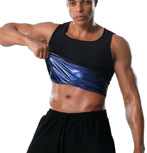 Donason Men's Sweat Vest Workout Waist Trainer Sauna Suit Shirt for Men Heat Trapping Compression Gym Tank Top Mens Slimming Weight Loss Body Shaper