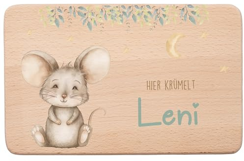 MINIHELDEN - Personalisiertes Frühstücksbrettchen Kinder Holz, Brotzeitbrett mit Namen und Tiermotiven, Individuelles Geschenk für Kinder und Babys zur Geburt, Taufe oder Weihnachten