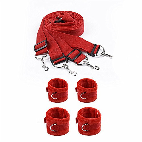 Bett Handschellen Rot Plüsch Handfessel Klettverschluss Einstellbare für Liebhaber(Rot)