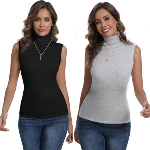 Women's turtleneck jumper sleeveless bodysuit lightweight knitted t-shirt fitted modern stand-up collar under sweater basic pullover wool top top vintage chic winter autumn spring comfortable classic