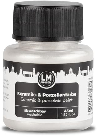 LM-Kreativ Keramik- und Porzellanfarbe, 45 ml, metallische Perle, spülmaschinenfeste Glas- und Keramikfarbe, ideal für Tassenmalerei, Keramikmalerei, kreative Projekte auf Glas, Keramik, Porzellan