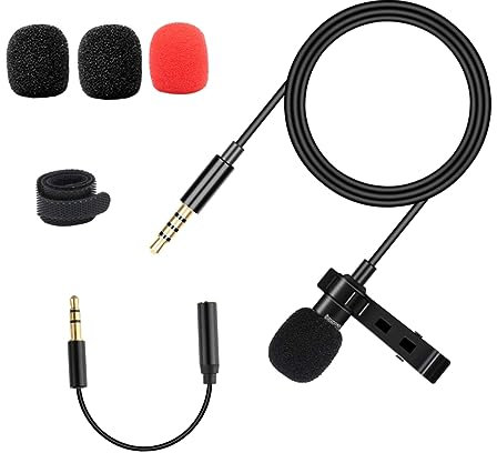 Gadpiparty Lavaliermikrofon Mit -audiostecker Omnidirektionales Ansteckmikrofon Kompatibel Mit Telefon Computer Kamera Für Aufnahmen Interviews Webcasts Langes Kabel Clip-Design