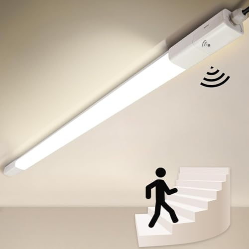 Tobeter LED Feuchtraumleuchte mit Bewegungsmelder, [115CM, 36W 4100LM, 4000K] LED Sensor Röhrelampe, Linkable Wannenleuchte Werkstattlampe IP65 Wasserfest für Balkon Garage Keller Treppe Flur