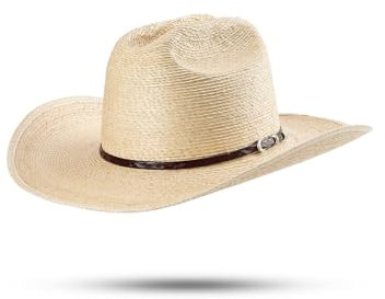 Scippis Tyler – Westernhut für Damen & Herren | Cowboyhut aus robustem Palmblattstroh | Formstabil, atmungsaktiv & stilvoll mit dekorativem Hutband (DE/NL/SE/PL, Alphanumerisch, L, Natur)