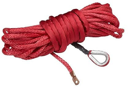 Corde de treuil synthétique 4X4 ATV 10MM 30M 12 brins UHMWPE avec dé à Coudre for véhicule Tout-Terrain ATV UTV SUV(Rot)