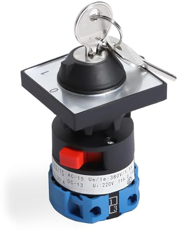 Shengbowi Schlüsselschalter Drehschalte Universal Changeover Switch 20A | für Wechsel zwischen Shore Power und Solar Invertern geeignet für RV Camper Boat