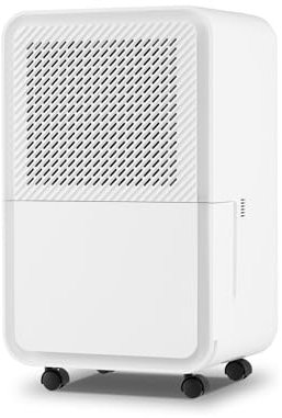 GYMAX Deumidificatore Portatile, 2,5L Serbatoio dell'Acqua, Bassa Rumore, Deumidificazione Continua, 2 Velocità del Vento, 4 Ruote, Deumidificatore Basso Consumo per Soggiorno, Ufficio
