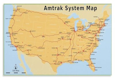 RYUYJGF Amtrak Network Map U.S. United States Rail Railroad Map National System Canvas Poster Wall Art Decor Print Picture Paintings for Living Room Bedroom Decoration 20x30inch(50x75cm)