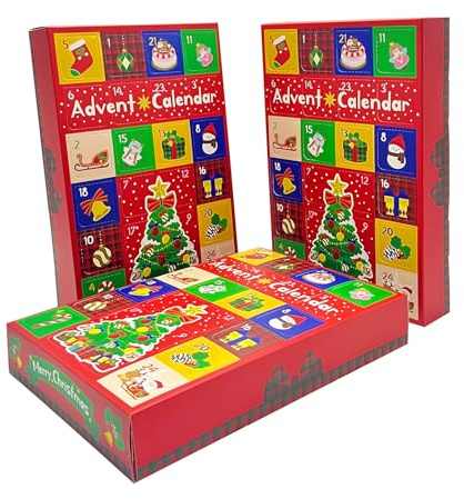 3 Pcs DIY Christmas Advent Calendar Empty Boxes 24 Days Fillable Christmas Countdown Calendar Gift Box Make Your Own Xmas Countdown Gift Boxes for Adults & Kids Holiday Presents (Christmas)