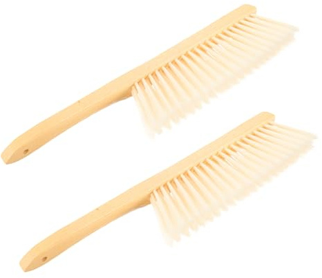 WEKAMOS Brush with Appliances Strong Household Dust Surface Desk and Duster 2pcs Delicate Hand Soft Bristle Wood Handle for Cleaning Comfortable
