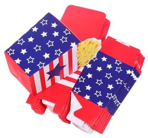 Alipis 10 Stück Teiliges Popcorn Stil Süßigkeiten Verpackungsboxen Faltbare Kleine Papierboxen für Partygeschenke Independence Day Partybevorzugungen Tragbar für Outdoor Familienfeiern