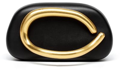 SHOFUL Clutch de noche para mujer de piel sintética de con cadena de metal brillante como bandolera de 22 cm x 7 cm x 10 cm, perfecto para bodas, fiestas y eventos festivos (negro)