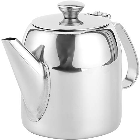 Nikou Teiera da caffè in acciaio inox, con beccuccio corto, brocca per acqua fredda, ca. 500 ml, bollitore rotondo per hotel e ristorante