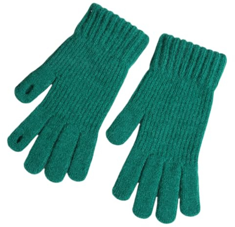 YISENJEE Guanti Di Lana Guanti Da Ciclismo Caldi Senza Dita In Maglia Con Touchscreen, Invernali Da Donna, Colore Unito - Verde