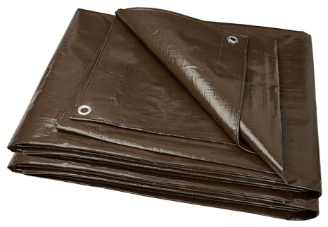 Garronda Lona Impermeable con Ojales 200 g/m² 5x6 m Marrón GD-0162 | Lona de suelo para camping, PP resistente a rayos UV y desgarros; cubierta para muebles de jardín, coche y madera