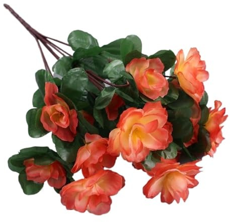 2pcs Artificial Silk Flower Azalea Bouquet Home Table Wedding Party Wall Garden Outdoor Vase Decor Arrangements(Orange)
