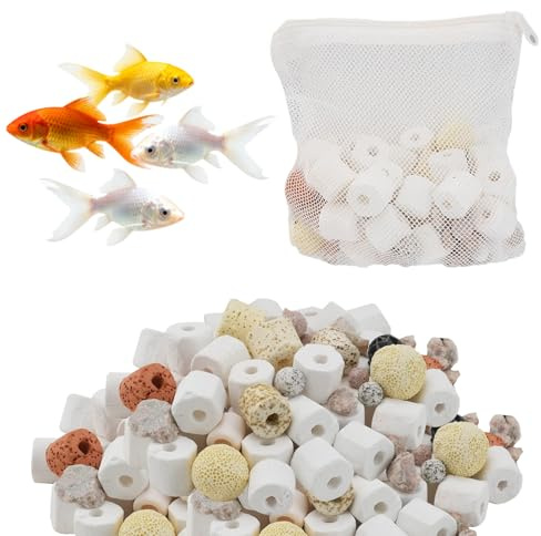 giteo bedding 12-in-1 Filter Media for Pond Filter Fish Tank Filter(500g) | Bio Balls and Ceramic Rings Set, Durable Pond Filter media for Freshwater Marine Fish Tanks, Ponds, Canister Filters