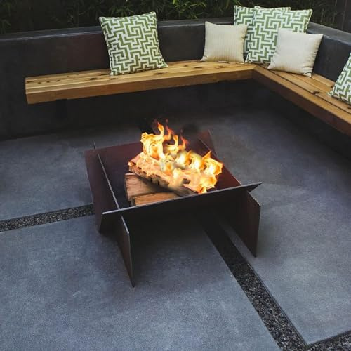 Braciere da esterno, braciere quadrato a legna, in ferro battuto, braciere per patio, cortile, giardino, campeggio, falò