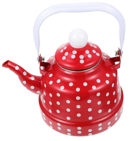 ABOOFAN Bouilloire Théière Rétro en Émail Rouge 1,7l Vintage pour Chauffage sur Cuisinière Gaz pour Maison et Infusion
