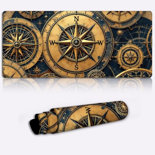 nautical compass pattern Gaming Mouse Pad Non-Slip Rubber Base Pad Office Home Novelty Printed Desk Accessory Laptop Desktop Printed Art Ergonomic 600 * 350 * 4mm