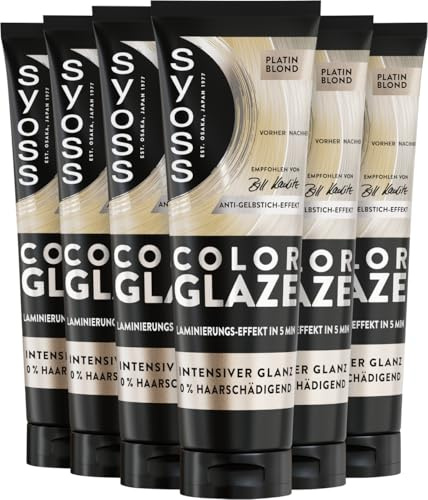 Syoss Color Glaze Glossing Platina Blond (6 x 130 ml), hårglans för intensiv glans utan att skada håret, intensifierar den naturliga hårfärgen och fräschar upp färgat hår