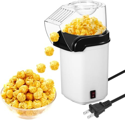 PRETYZOOM Electric Hot Air Popcorn Maker White 110v US Plug Domestic Air Popcorn Machine for Home Kitchen Small Appliances Party Use