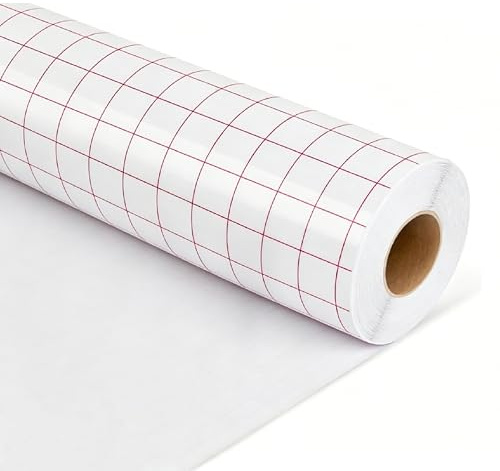 Transferfolie Plotter 30,5 cm x 15 m – Übertragungsfolie für Vinyl mit Cricut, Silhouette Cameo. Ideal für Becher, Party, Fenster, Aufkleber. Transparent für selbstklebende Folie, DIY& Gewerbe